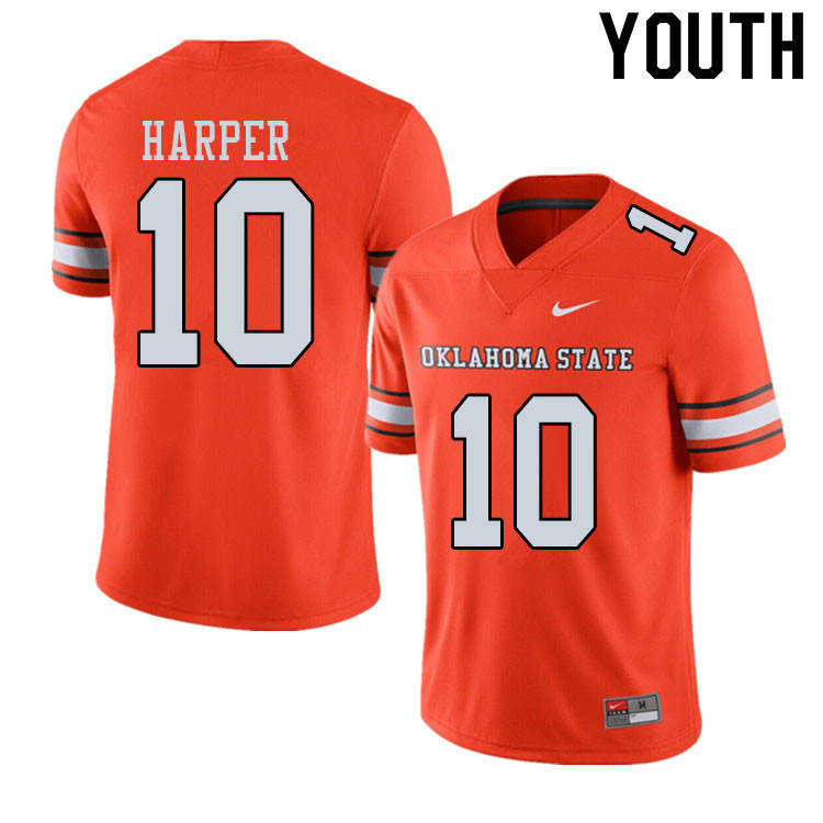 Youth #10 Thomas Harper Oklahoma State Cowboys College Football Jerseys Sale-Alternate Orange - Click Image to Close